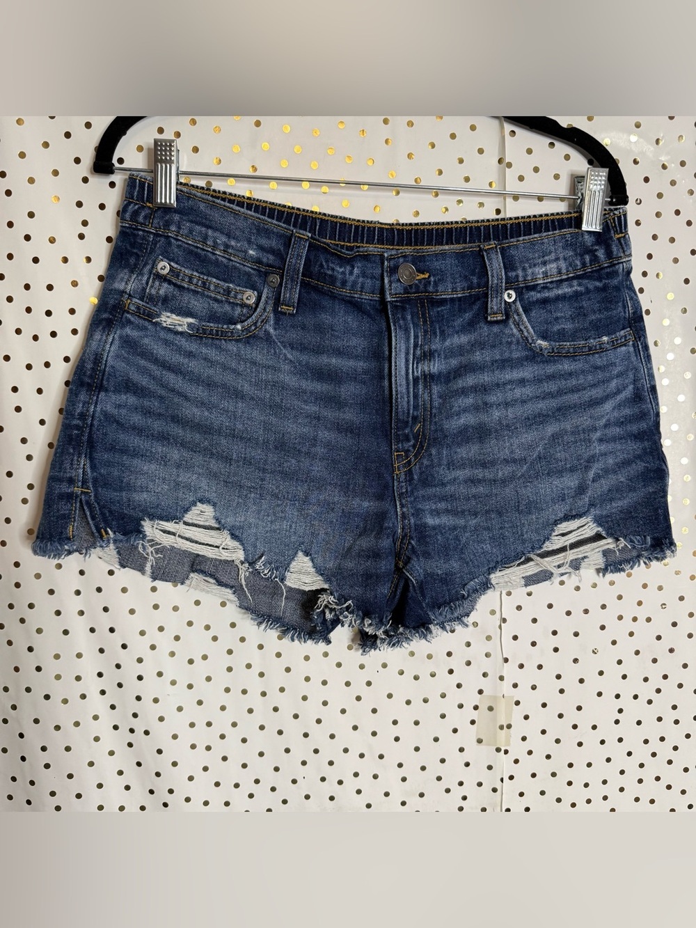 Aerie Blue Distressed Denim Shorts Women